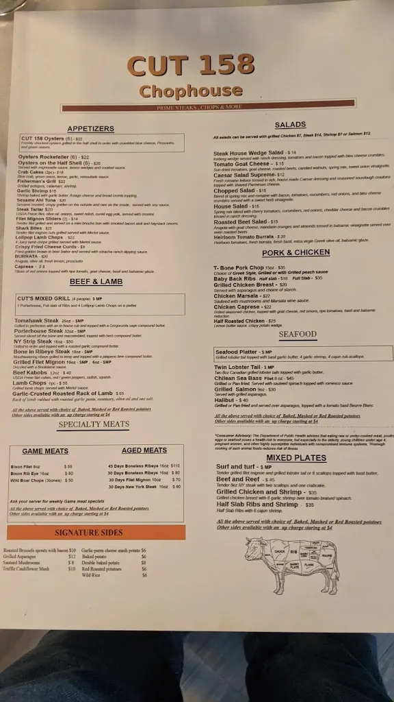 Menu_CUT 158 Chophouse_Joliet, IL_image_old_1