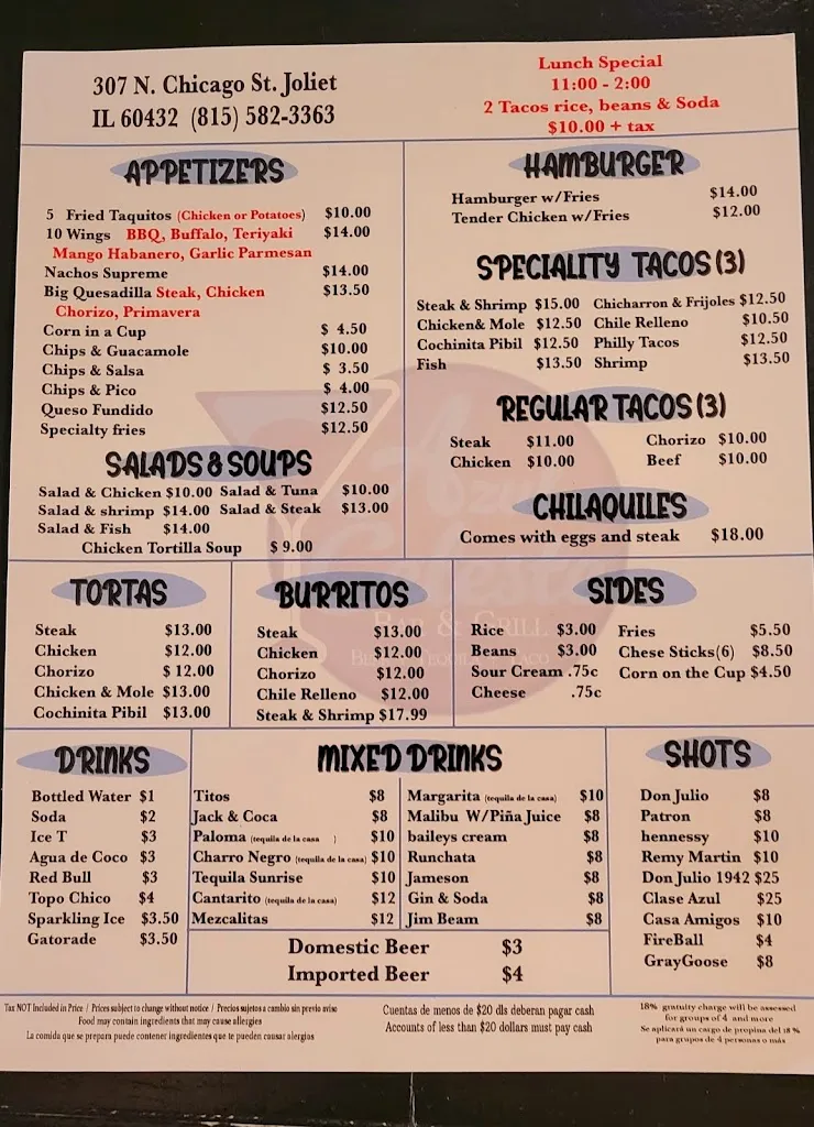 Menu_Azul Celeste Bar and Grill_Joliet, IL_image_old_1