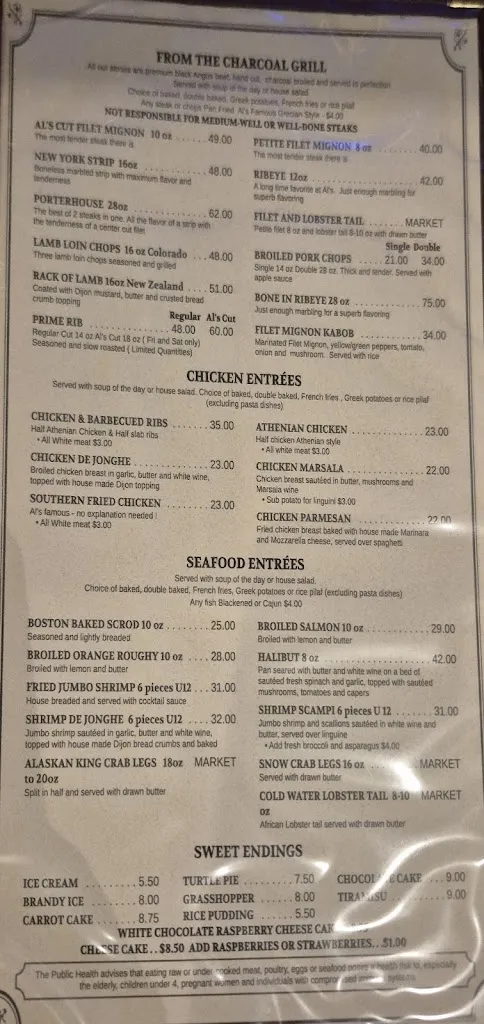 Menu_Al's Steak House Restaurant_Joliet, IL_image_old_3