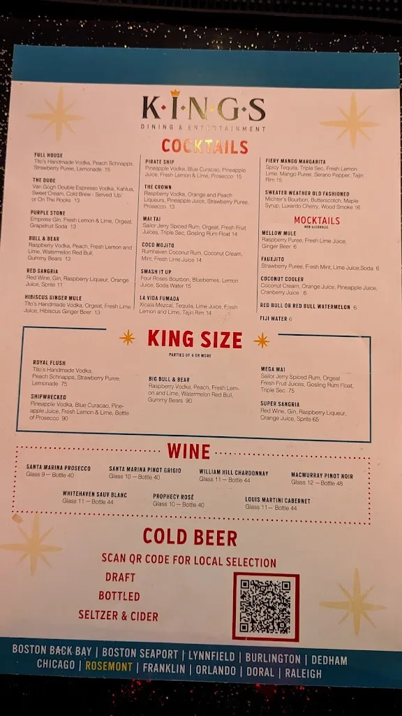 Menu_Kings Dining & Entertainment_Rosemont, IL_image_old_2