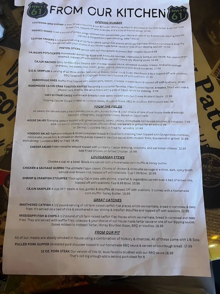 Menu_Hwy 61 Roadhouse_Webster Groves, MO_image_old_3