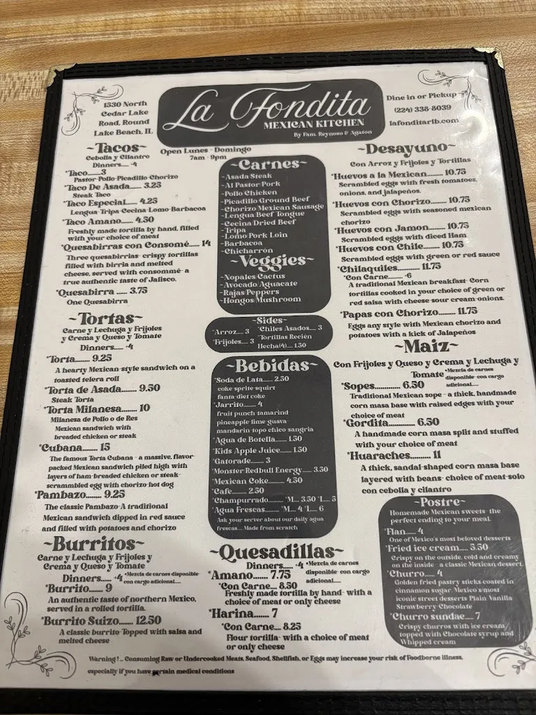 Menu_La Fondita_Round Lake Beach, IL_image_old_1