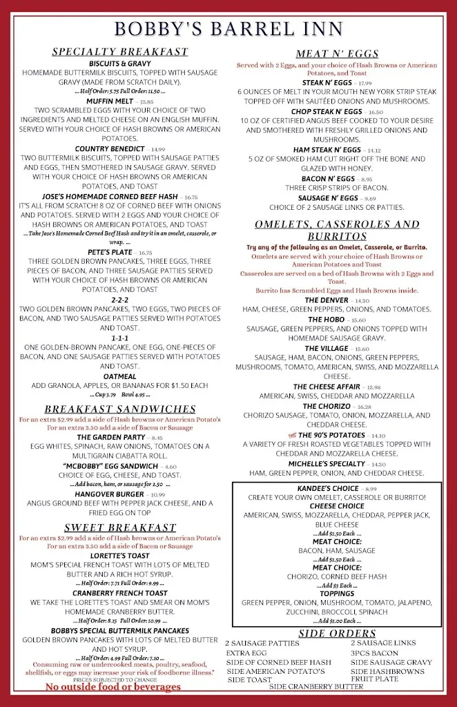 Menu_Bobby's Barrel_Round Lake, IL_image_old_1