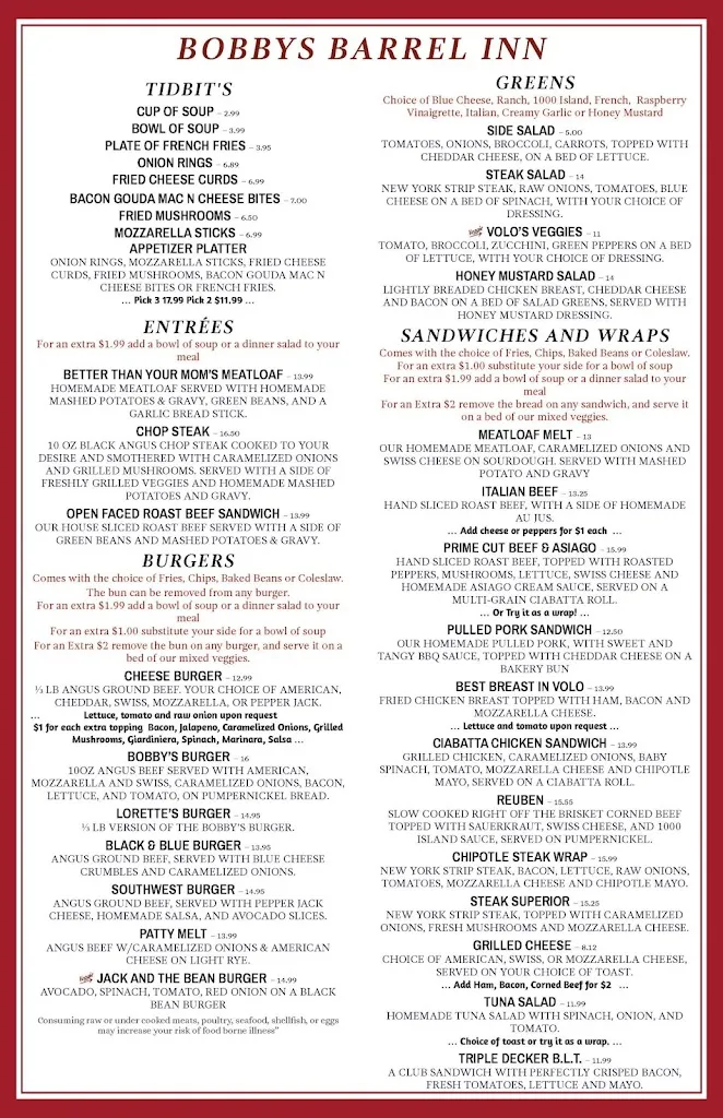 Menu_Bobby's Barrel_Round Lake, IL_image_old_2