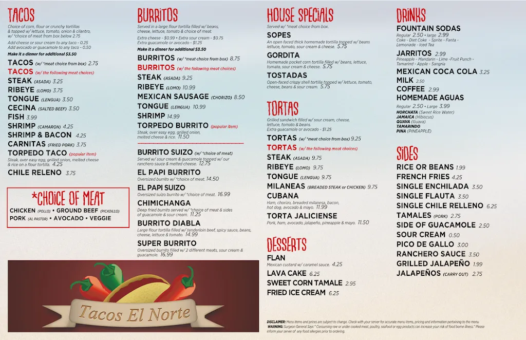 Menu_Tacos EL Norte In Round Lake Beach_Round Lake Beach, IL_image_old_2
