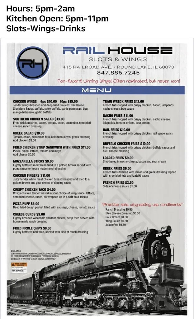 Menu_Rail House Slots & Wings_Round Lake, IL_image_old_1