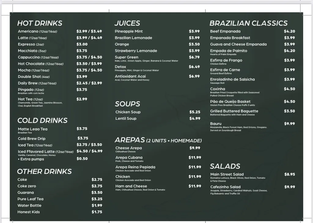 Menu_Cafezinho at Main Street Cafe_Round Lake Park, IL_image_old_2