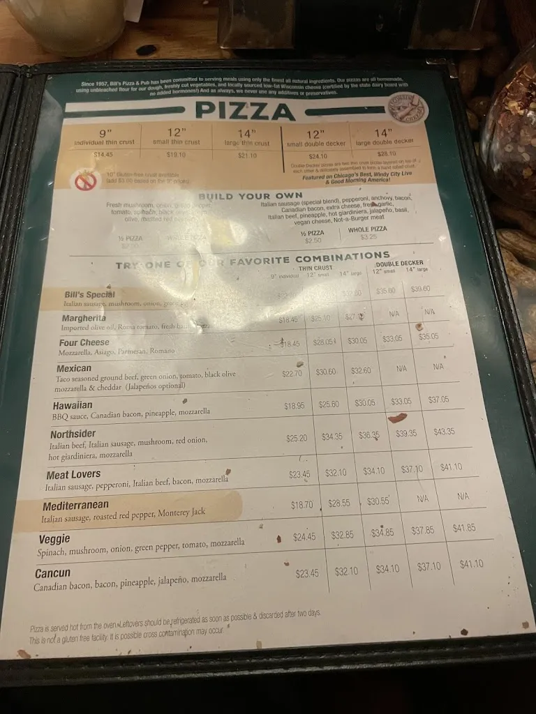 Menu_Bill's Pizza & Pub North_Third Lake, IL_image_old_1