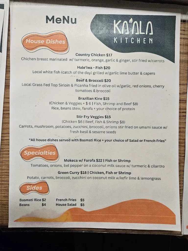 Menu_Ka'ala Kitchen_Waialua, HI_image_old_1