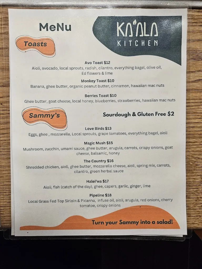 Menu_Ka'ala Kitchen_Waialua, HI_image_old_2