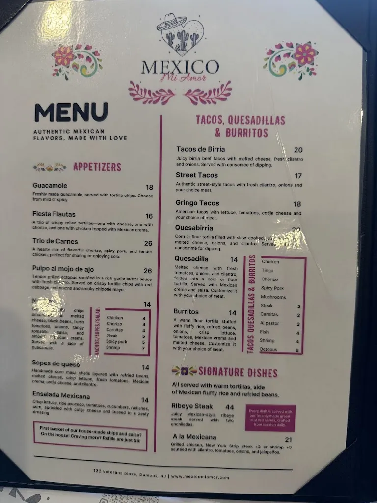 Menu_Mexico Mi Amor_Dumont, NJ_image_old_3