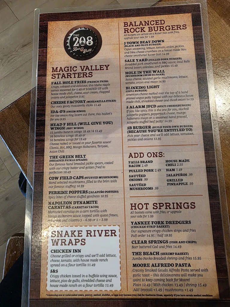 Menu_The 208 Bar and Grill_Jerome, ID_image_old_1