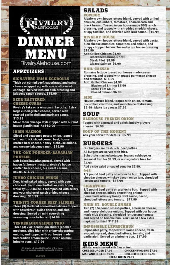 Menu_Rivalry Alehouse_Antioch, IL_image_old_2