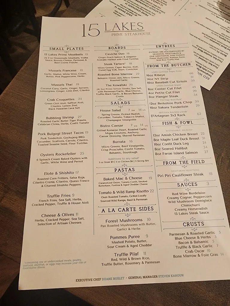 Menu_15 Lakes Prime Steak House_Antioch, IL_image_old_3