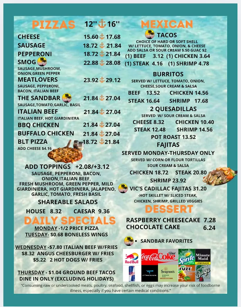 Menu_Sandbar on Lake Marie_Antioch, IL_image_old_1