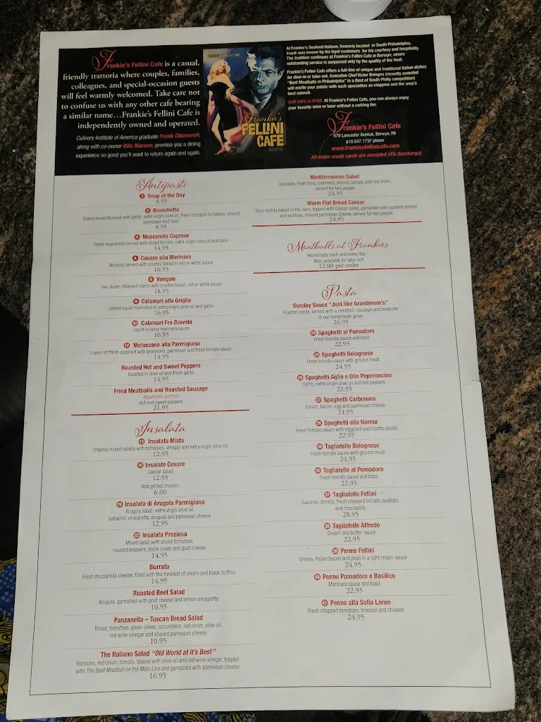 Menu_Frankie's Fellini Cafe_Berwyn, PA_image_old_2
