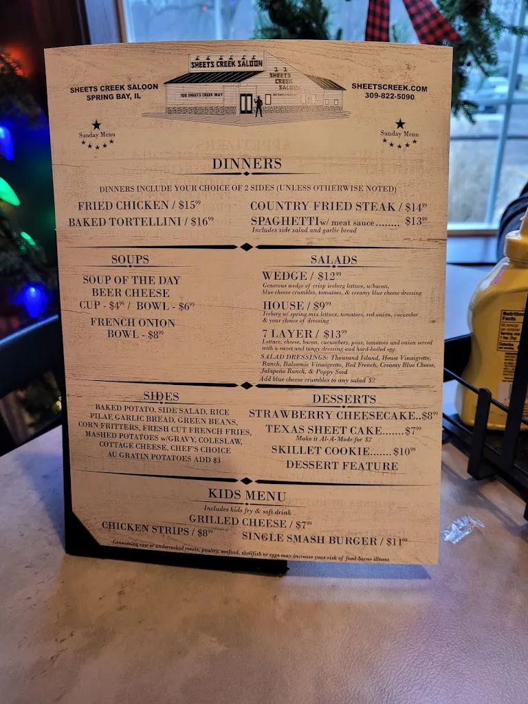 Menu_SHEETS CREEK SALOON_Spring Bay, IL_image_old_2