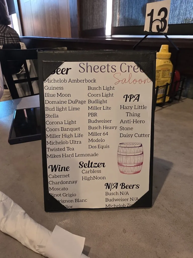 Menu_SHEETS CREEK SALOON_Spring Bay, IL_image_old_3