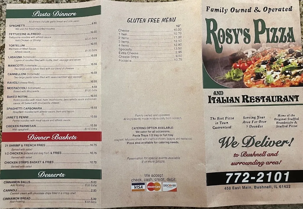 Menu_Rosy's Pizza_Bushnell, IL_image_old_2