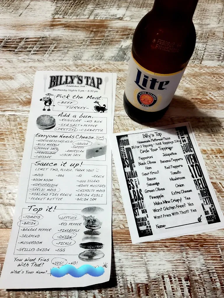 Menu_Billy's Tap_Canton, IL_image_old_2