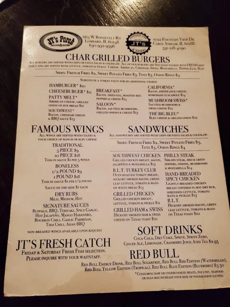 Menu_JT's Corner Tap & Eatery_Carol Stream, IL_image_old_2