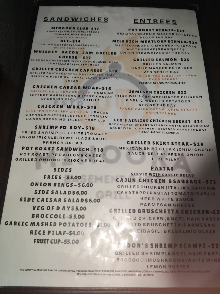 Menu_Minooka Basement Bar & Grill- Banquets_Minooka, IL_image_old_2