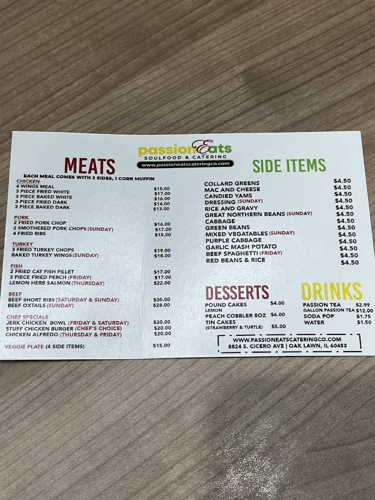 Menu_PassionEats Soul Food Restaurant and Catering_Oak Lawn, IL_image_old_2