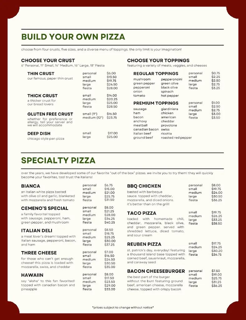 Menu_Cemeno's Pizza_Joliet, IL_image_old_2
