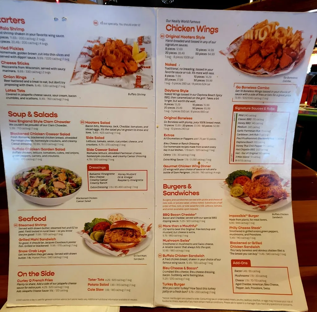 Menu_Hooters_Joliet, IL_image_old_3