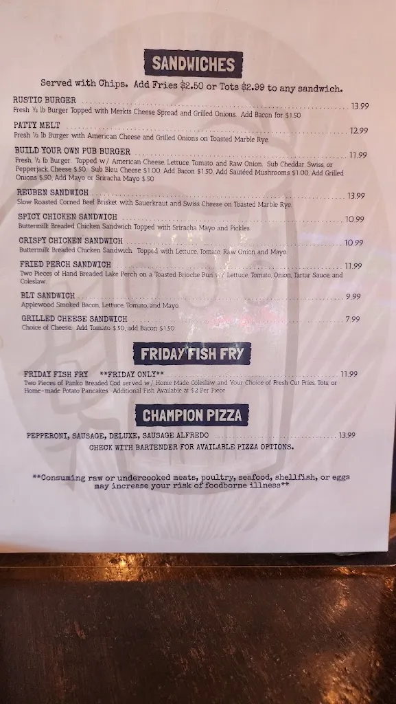 Menu_The Rustic Pub_Delavan, WI_image_old_1