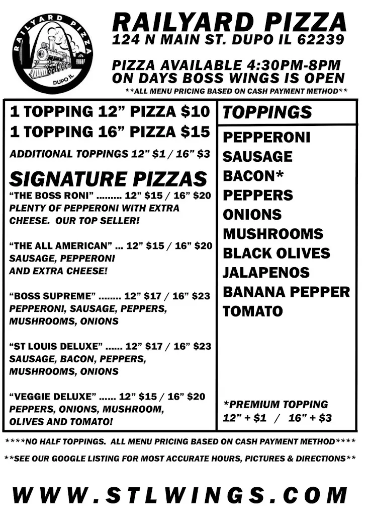 Menu_BOSS WINGS - DUPO IL. (Carry Out Only) **Video Gaming Lounge Now Open!!** (Must be 21+)_Dupo, IL_image_old_2