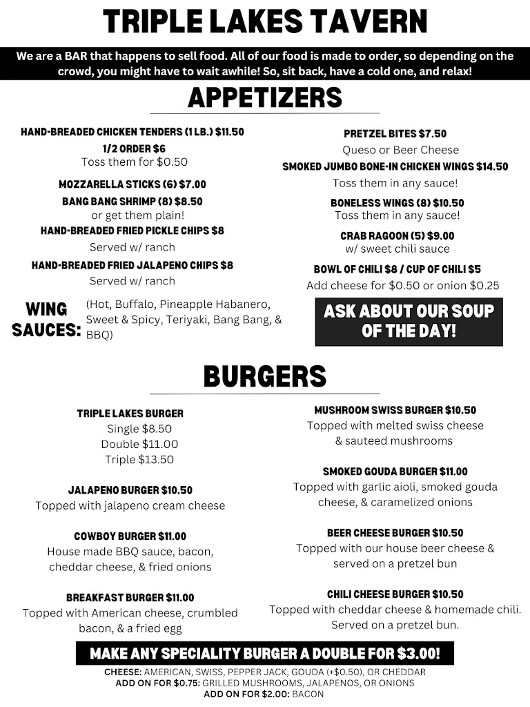 Menu_Triple Lakes Tavern_Dupo, IL_image_old_1