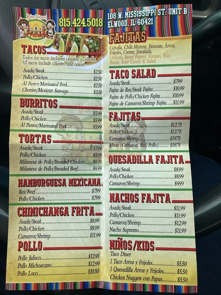 Menu_La Pasadita_Elwood, IL_image_old_1