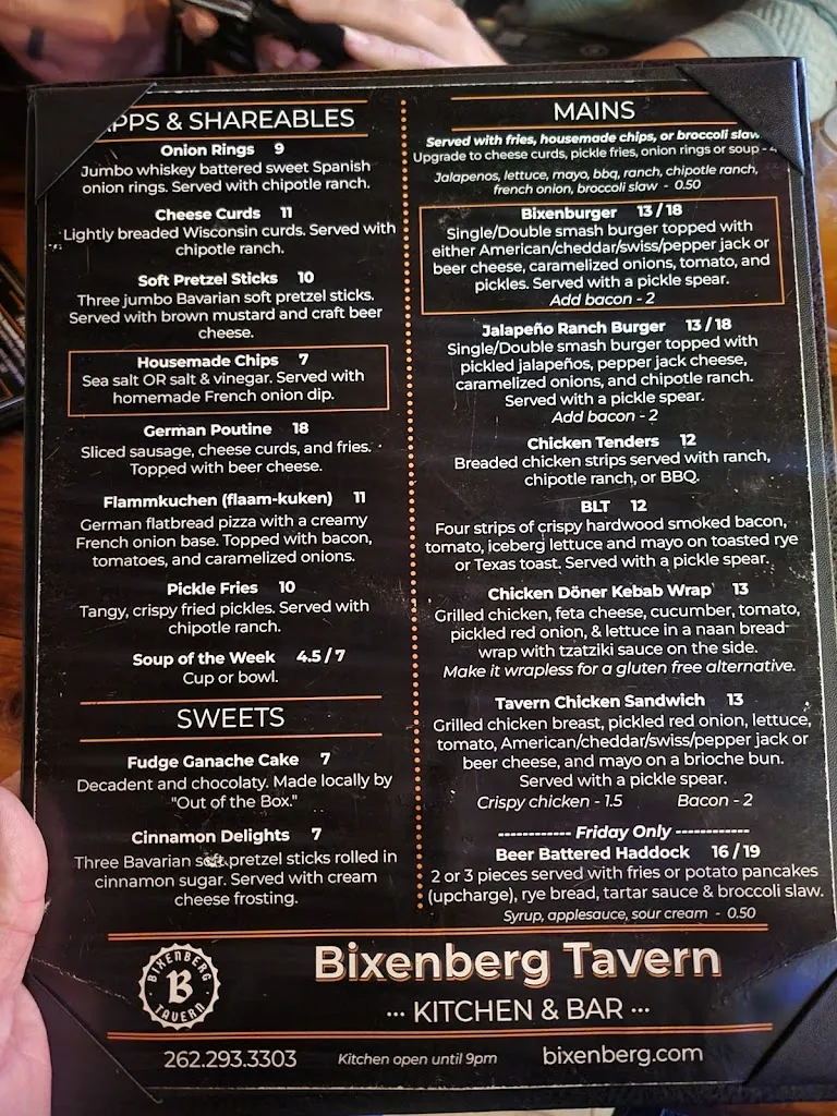 Menu_Bixenberg Tavern_Germantown, WI_image_old_2