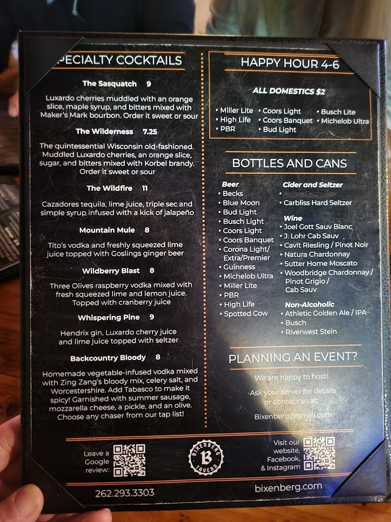 Menu_Bixenberg Tavern_Germantown, WI_image_old_3