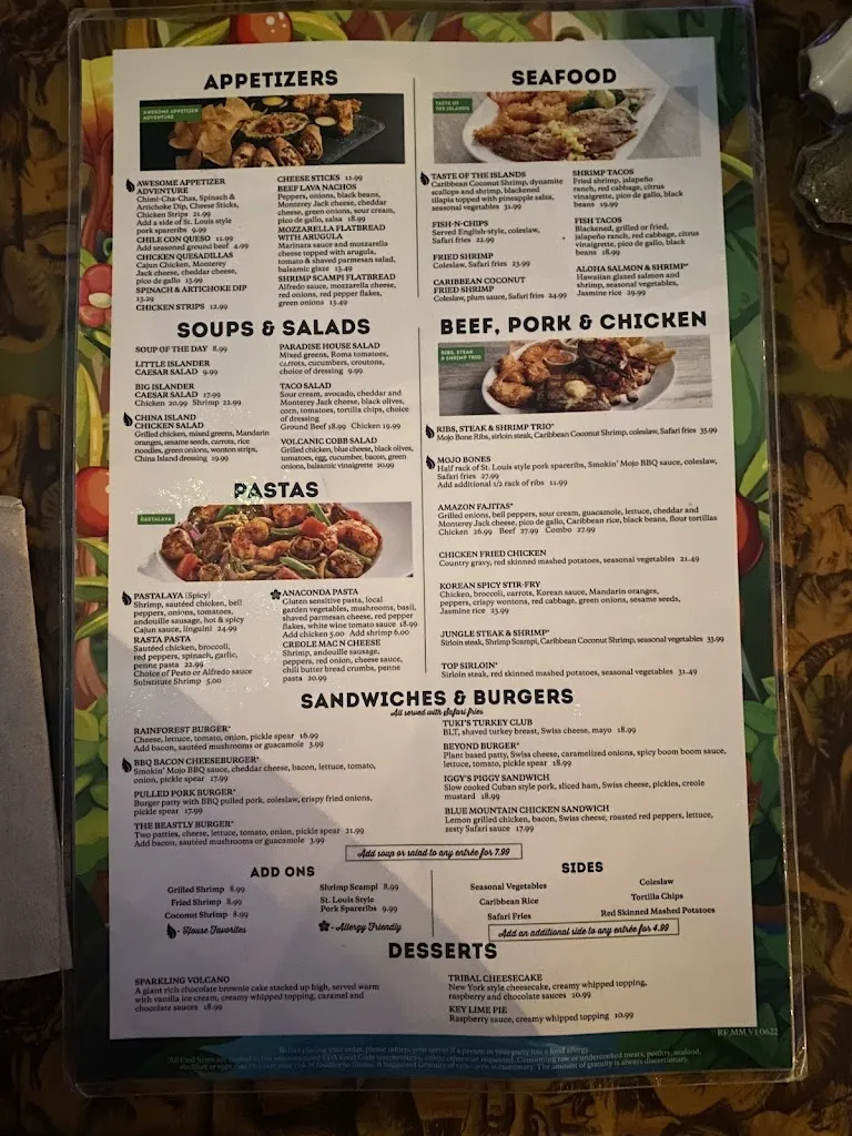 Menu_Rainforest Cafe_Gurnee, IL_image_old_1