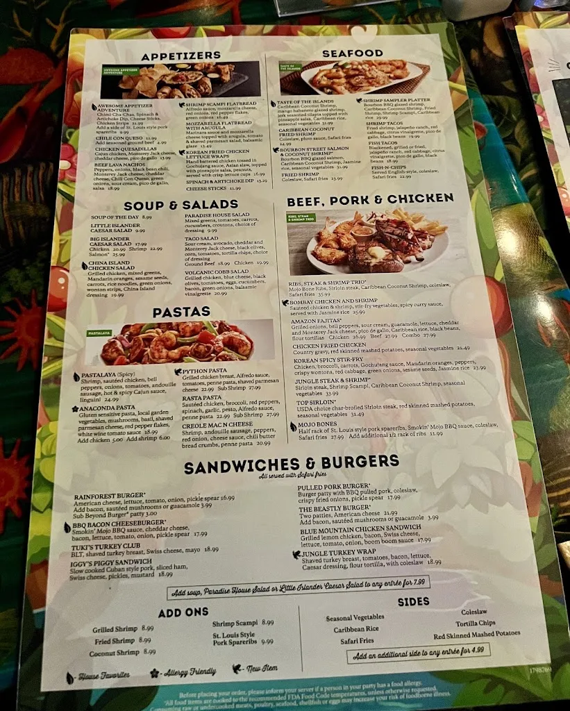 Menu_Rainforest Cafe_Gurnee, IL_image_old_3