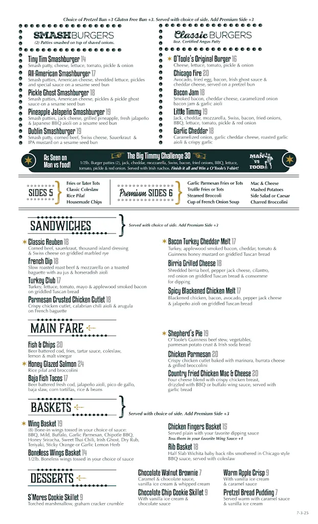 Menu_Timothy O’Toole’s Pub Gurnee_Gurnee, IL_image_old_1