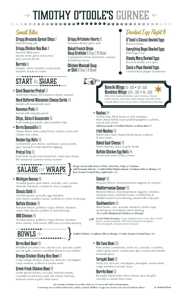Menu_Timothy O’Toole’s Pub Gurnee_Gurnee, IL_image_old_2
