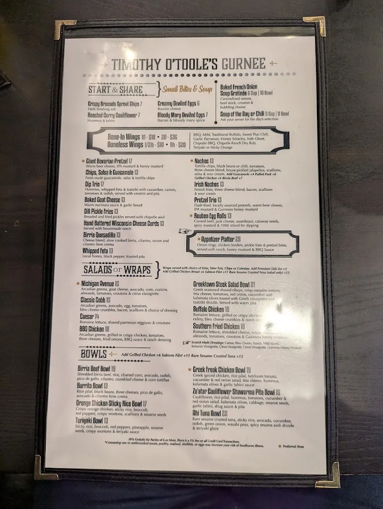 Menu_Timothy O’Toole’s Pub Gurnee_Gurnee, IL_image_old_3