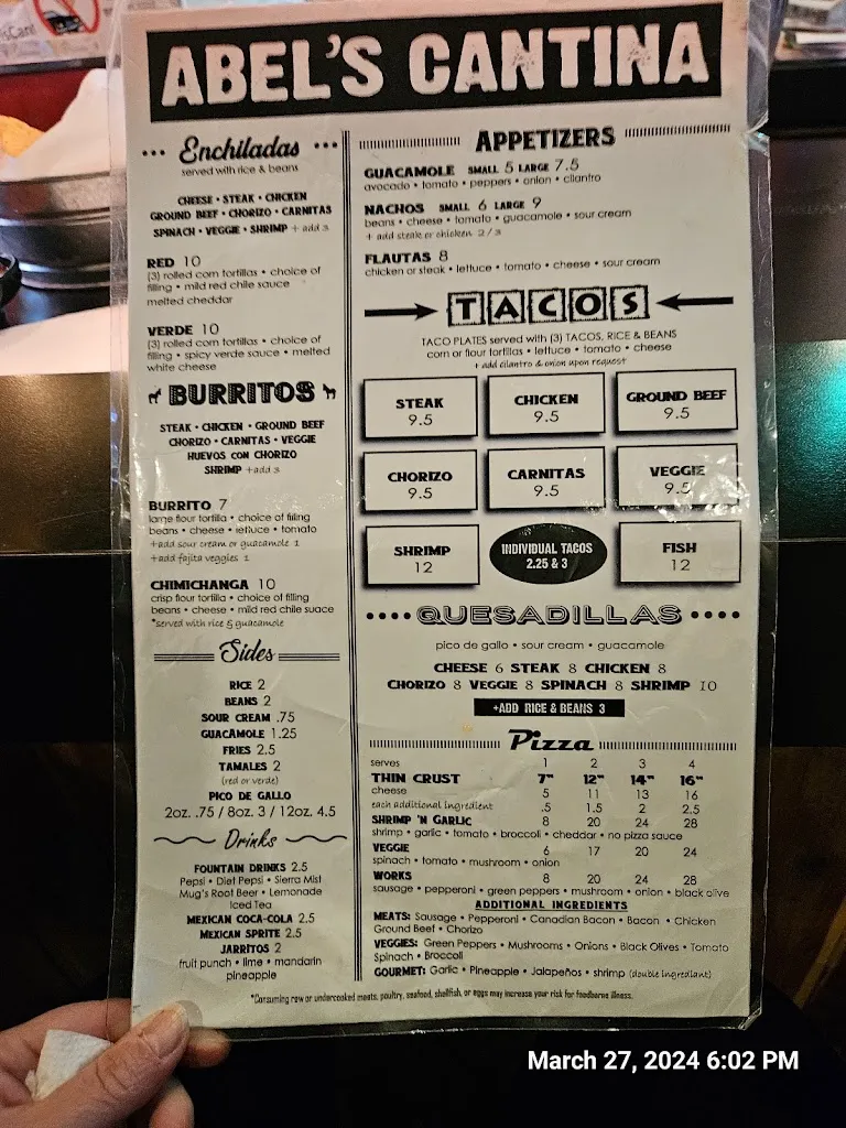 Menu_Abel's Cantina_Grayslake, IL_image_old_1
