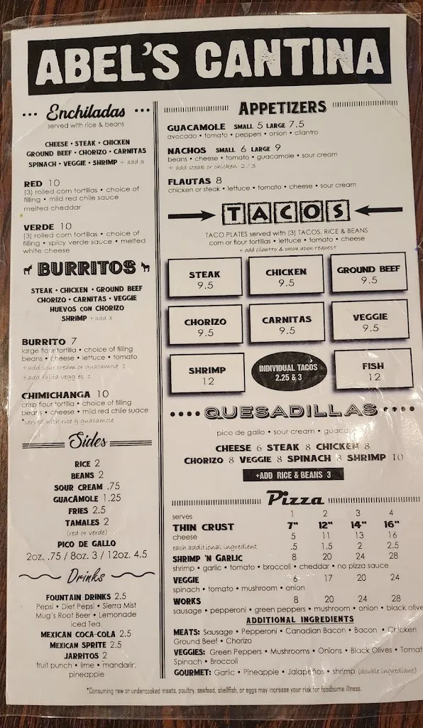 Menu_Abel's Cantina_Grayslake, IL_image_old_2