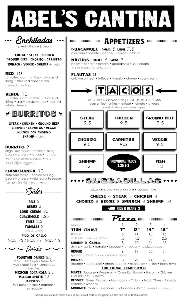 Menu_Abel's Cantina_Grayslake, IL_image_old_3