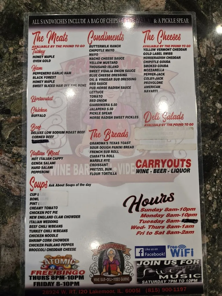 Menu_Grandma's Wine Bar & Deli_Lakemoor, IL_image_old_1