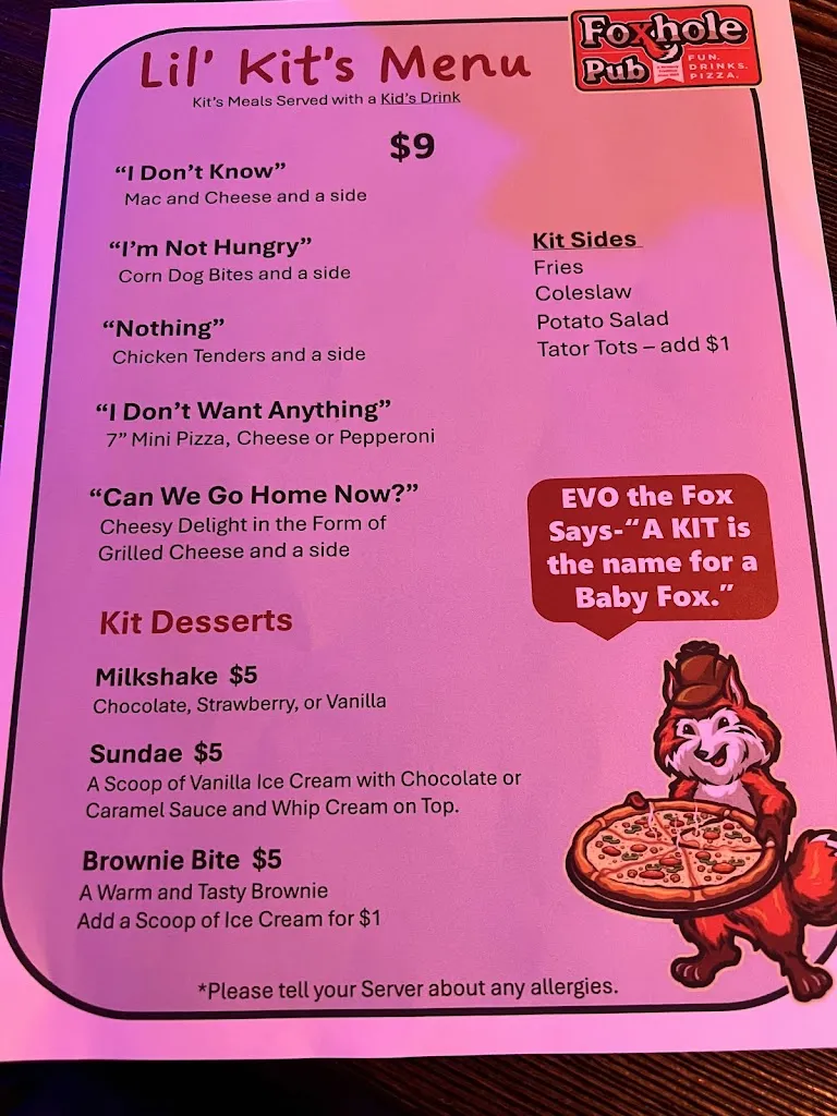 Menu_Foxhole Pizza and Pub_McHenry, IL_image_old_1