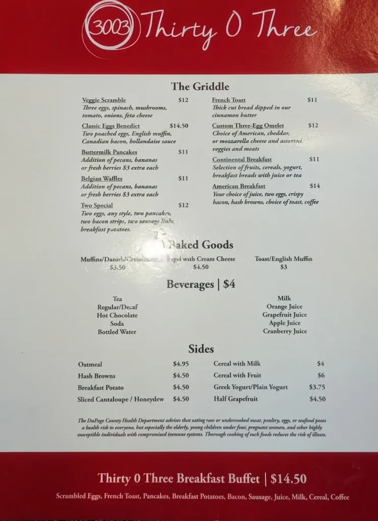 Menu_Thirty 0 Three Restaurant_Lisle, IL_image_old_1