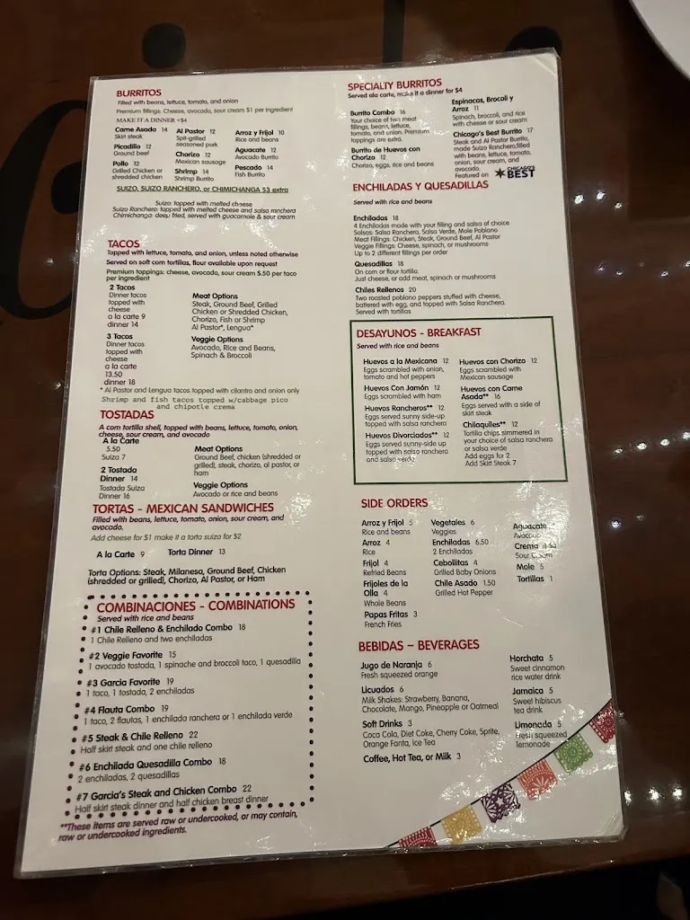 Menu_Garcia's Restaurant_Chicago, IL_image_old_1