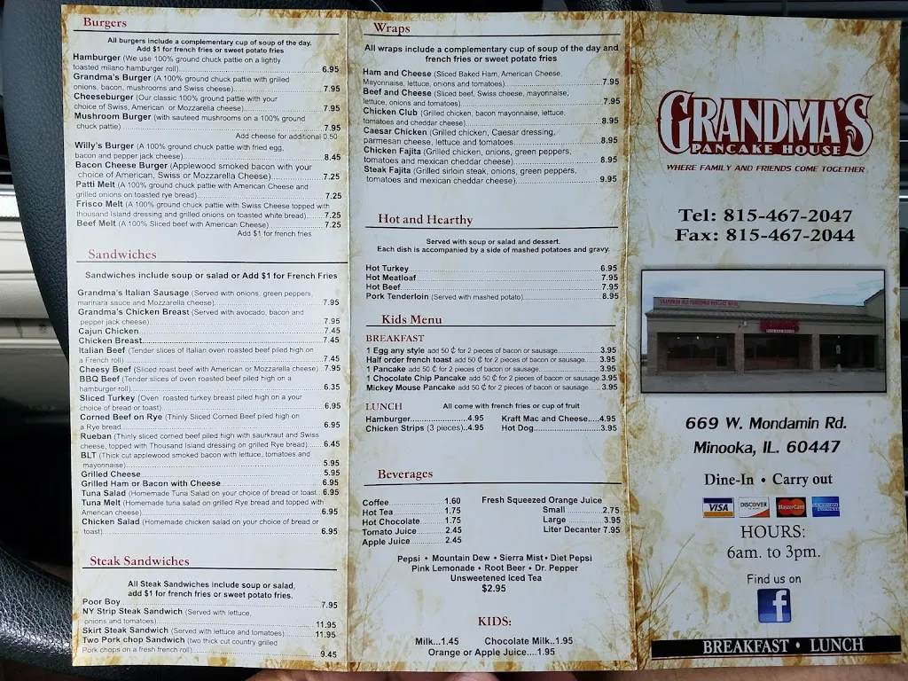 Menu_Grandma's Pancake House_Minooka, IL_image_old_2