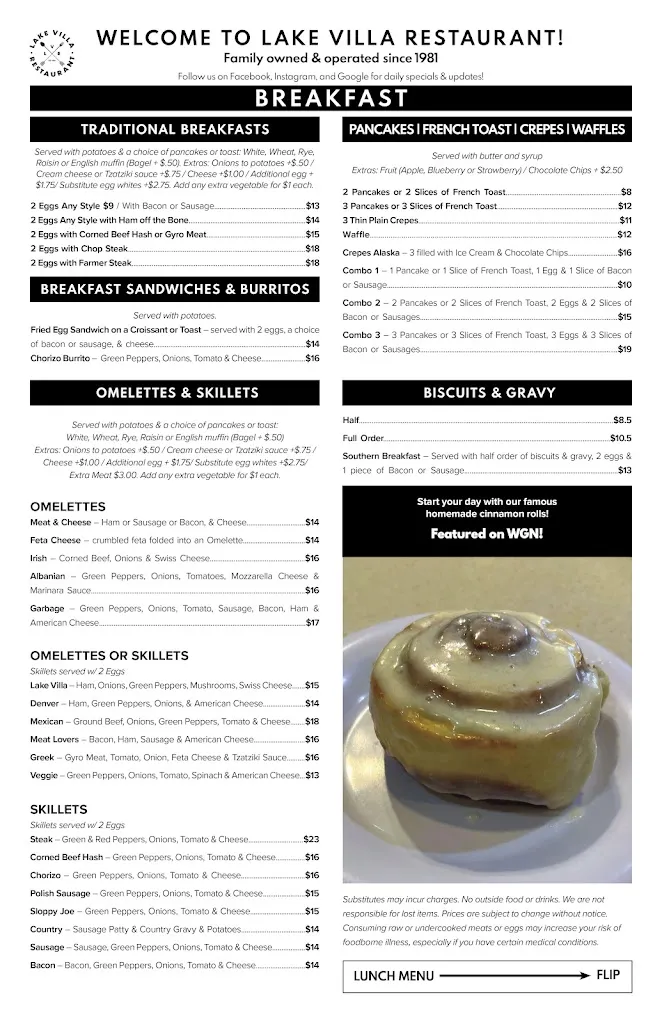 Menu_Lake Villa Restaurant_Lake Villa, IL_image_old_1