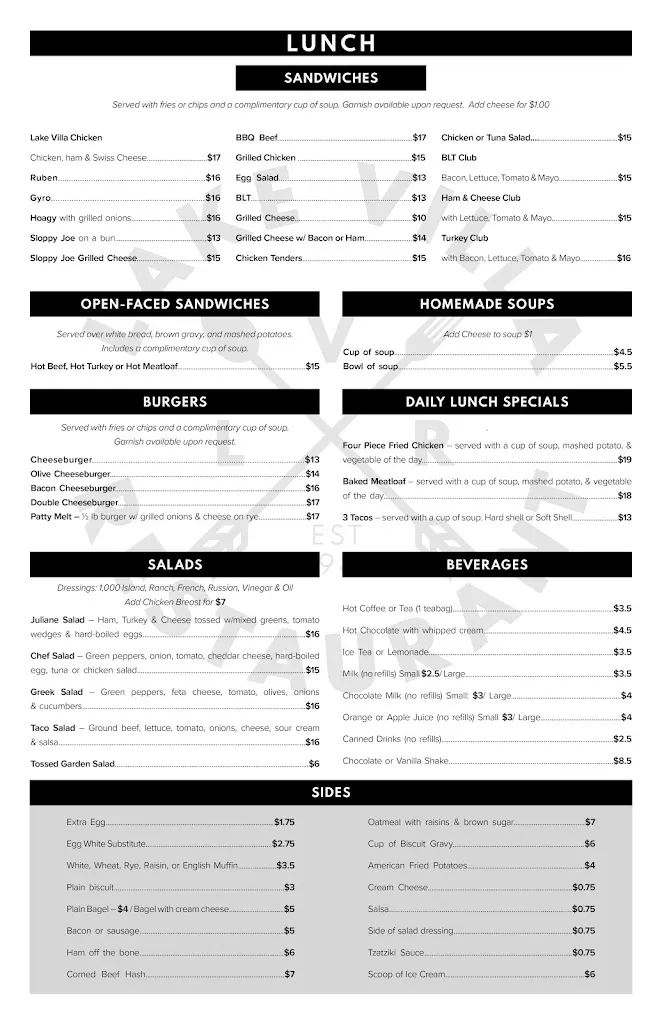Menu_Lake Villa Restaurant_Lake Villa, IL_image_old_2